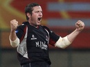 Roelof van der Merwe celebrates a wicket against Warriors, Somerset v Warriors, Champions League T20, Bangalore, October 5, 2011