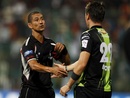 Alfonso Thomas shakes hands with Johan Botha, Somerset v Warriors, Champions League T20, Bangalore, October 5, 2011