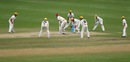 No. 11 Peter George surrounded by fielders, South Australia v Western Australia, Sheffield Shield, day four, Adelaide, October 28 2011