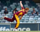 Alister McDermott in follow-through, Western Australia v Queensland, Ryobi Cup, Perth, November 6 2011
