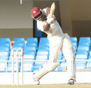 Andre Russell thrashes the ball through the offside, West Indies A v Bangladesh A, 1st unofficial Test, Antigua, 1st day