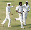 Tamil Nadu celebrate one of Yo Mahesh's wickets, Tamil Nadu v Haryana, Ranji Trophy Elite 2011-12, Chennai, November 13, 2011