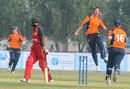 Kerry-Anne Tomlinson celebrates a dismissal, Netherlands v Zimbabwe, Group A match, ICC Women's World Cup Qualifier, Savar, November 14, 2011