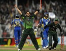 Shahid Afridi in his signature pose after Pakistan's victory, Pakistan v Sri Lanka, 4th ODI, Sharjah, November 20, 2011