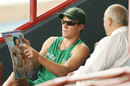 AB de Villiers points out photographs from a magazine to team manager Goolam Rajah, South Africa v Pakistan, 1st Test, Centurion, 5th day, January 15, 2007
