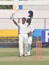 Ankeet Chavan celebrates his maiden first-class century, Madhya Pradesh v Mumbai, Ranji Trophy quarter-final, Indore, 3rd day, January 4, 2012