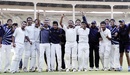 Haryana celebrate their quarter-final victory, Karnataka v Haryana, Ranji Trophy quarter-final, 3rd day, Bangalore, January 4, 2012