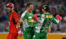 David Hussey celebrates the dismissal of Brad Hodge, Melbourne Renegades v Melbourne Stars, BBL 2011-12, Melbourne, January 7, 2012