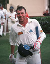 Mike Atherton celebrates saving the match after scoring an unbeaten 185, South Africa v England, 2nd Test, Johannesburg, 5th day, December 4, 1995