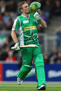 Luke Wright kisses his Melbourne Stars helmet after reaching his hundred, Hobart Hurricanes v Melbourne Stars, BBL, Hobart, January 9, 2012