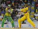 Marlon Samuels slashes one in Jamaica's chase, Jamaica v Windward Islands, Caribbean T20 2011-12, 1st semi-final, Barbados, January 21, 2012
