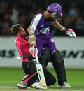 Brett Lee collides with Phil Jaques, Hobart Hurricanes v Sydney Sixers, 2nd semi-final, BBL 2011-12, Hobart, January 22, 2012 
