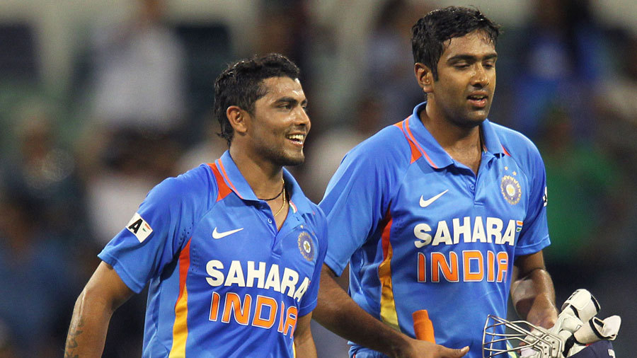 Ravindra Jadeja and R Ashwin walk off after India's win Ravindra Jadeja and R Ashwin walk off after India's win