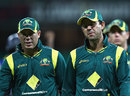 David Warner and Ricky Ponting trudge off after the defeat, Australia v Sri Lanka, CB Series, Sydney, February 17, 2012