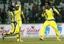 Saqlain Sajib celebrates a wicket with his team-mates, Chittagong Kings v Duronto Rajshahi, BPL, Chittagong, February 18, 2012