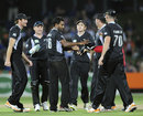 Tarun Nethula is congratulated on dismissing JP Duminy, New Zealand v South Africa, 2nd ODI, Napier, February 29, 2012 
