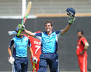 Calum MacLeod acknowledges his century against Oman, Scotland v Oman, ICC World Twenty20 Qualifier, Sharjah, March 16, 2012