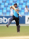 Ryan Flannigan is pumped up after hitting the winning four, Canada v Scotland, ICC World Twenty20 Qualifier, fifth-place playoff, Dubai, March 23, 2012