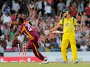 Dwayne Bravo celebrates after bowling Clint McKay, West Indies v Australia, 2nd Twenty20, Bridgetown, March 30, 2012