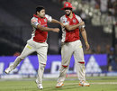 Piyush Chawla and Harmeet Singh celebrate a wicket, Kolkata Knight Riders v Kings XI Punjab, IPL 2012, Kolkata, April 15, 2012