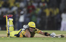 Faf du Plessis avoids getting run out, Chennai Super Kings v Pune Warriors, IPL, Chennai, April 19, 2012