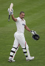 Alviro Petersen celebrates after reaching his century, Glamorgan v Essex, County Championship, Division Two, Cardiff, 1st day, May 2, 2012