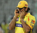 MS Dhoni talks on the phone, Chennai Super Kings v Delhi Daredevils, IPL, Chennai, May 12, 2012