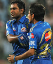 Yuzvendra Chahal tries to restrain an enraged Ambati Rayudu , Royal Challengers Bangalore v Mumbai Indians, IPL, Bangalore, May 14, 2012