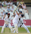 Andrew Strauss uses his feet as England chase down the target, England v West Indies, 2nd Test, Trent Bridge, 4th day, May 28, 2012
