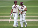 Nick Compton and James Hildreth leave the field as rain intervenes, Worcestershire v Somerset, County Championship, Division One, New Road, 2nd day, May 31, 2012