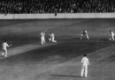 Peter Richardson drives through square as wicketkeeper Gerry Alexander watches, England v West Indies, 5th Test, 1st day, August 22, 1957