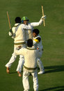 Wasim Akram and Waqar Younis celebrate Pakistan's two-wicket win, England v Pakistan, 2nd Test, Lord's,  June 21, 1992