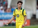 Pat Cummins walks back to his mark, Essex v Australians, Tour match, Chelmsford, June 26, 2012