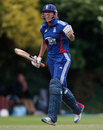 Jenny Gunn's celebrates a series-levelling victory, England Women v India Women, 4th ODI, Truro, July 8, 2012