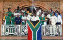 South Africa celebrate their victory at the Lord's balcony, England v South Africa, Lord's, 4th day, August 3, 2003