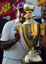 Mahela Jayawardene with the series title, Sri Lanka v Pakistan, 3rd Test, Pallekele, 5th day, July 12, 2012