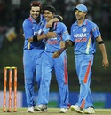 Ashok Dinda celebrates one of his four wickets, Sri Lanka v India, Only T20I, Pallekele, August 7, 2012
