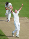 Chris Rushworth trapped Tim Linley lbw for a duck, Durham v Surrey, County Championship, Division One, Chester-le-Street, August 9, 2012