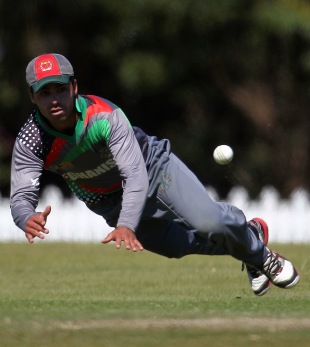 Afghanistan's Mohibullah Paak fields during their 109-run loss to Pakistan in the U-19 World Cup match in Buderim, Australia Afghanistan's Mohibullah Paak fields during their 109-run loss to Pakistan in the U-19 World Cup match in Buderim, Australia