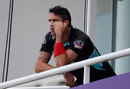 Kevin Pietersen looks on from the balcony after his first-ball duck, Hampshire v Surrey, CB40 Group B, West End, August, 19, 2012
