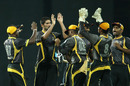 Sohail Tanvir celebrates Kamran Akmal's wicket, Wayamba v Kandurata, SLPL, Colombo, August 24, 2012