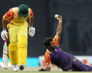 Ruhuna's Dilruwan Perera clings on to a tough chance to dismiss Dhanushka Gunathilleke, Basnahira v Ruhuna, Colombo, August 25, 2012