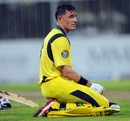 Michael Hussey reacts at the fall of Matthew Wade's wicket, Pakistan v Australia, 3rd ODI, Sharjah, September 3, 2012