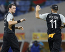 Kyle Mills celebrates a wicket with Daniel Vettori, Bangladesh v New Zealand, World Twenty20 2012, Group D, Pallekele, September 21, 2012