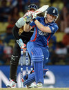 Eoin Morgan goes for a forceful drive, England v New Zealand, World Twenty20, Super Eights, Pallekele, September 29, 2012