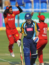 Dilshan Munaweera celebrates his second wicket in as many balls as he bowls Gary Ballance, Uva v Yorkshire, Champions League T20, Qualifying Tournament Pool 2, Johannesburg, October, 9, 2012