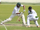 Dhaka Division's Nadif Chowdhury defends, Rajshahi Division v Dhaka Division, NCL, Dhaka, 2nd day, October 21, 2012 
