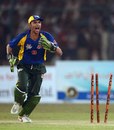 Zulqarnain Haider celebrates a wicket, Pakistan All Star XI v International XI, Karachi, October 21, 2012