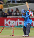 Heino Kuhn loses his off stump to L Balaji, Kolkata Knight Riders v Titans, Champions League T20, Cape Town, October 21, 2012
