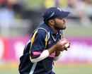 Azeem Rafiq takes the catch to dismiss Faf du Plessis, Chennai Super Kings v Yorkshire, Champions League T20, Durban, October 22, 2012